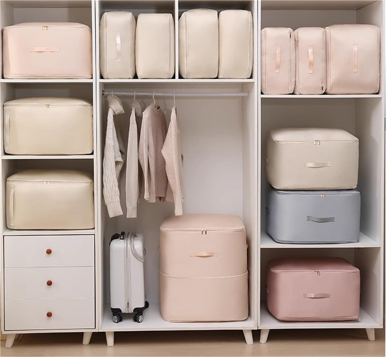 Torby Do Przechowywania Składany Schowek Z Zamkiem Błyskawicznym Do Przechowywania Szalików I Skarpetek W Szafie Sypialni Przeprowadzka(Pink,54 * 42 * 30cm)