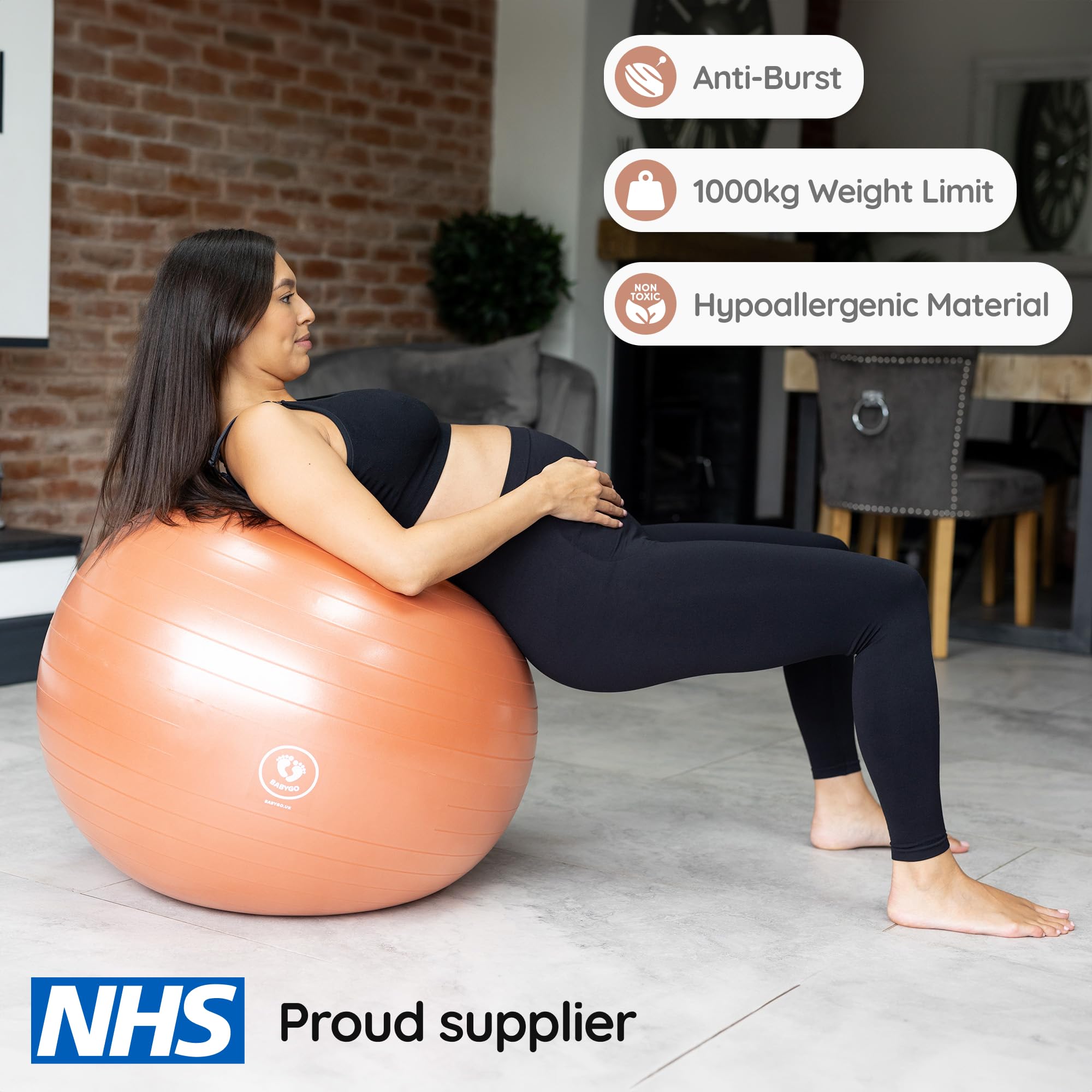 BABYGO® Pelota de Parto para Embarazo, Yoga, Material ecológico antiexplosión