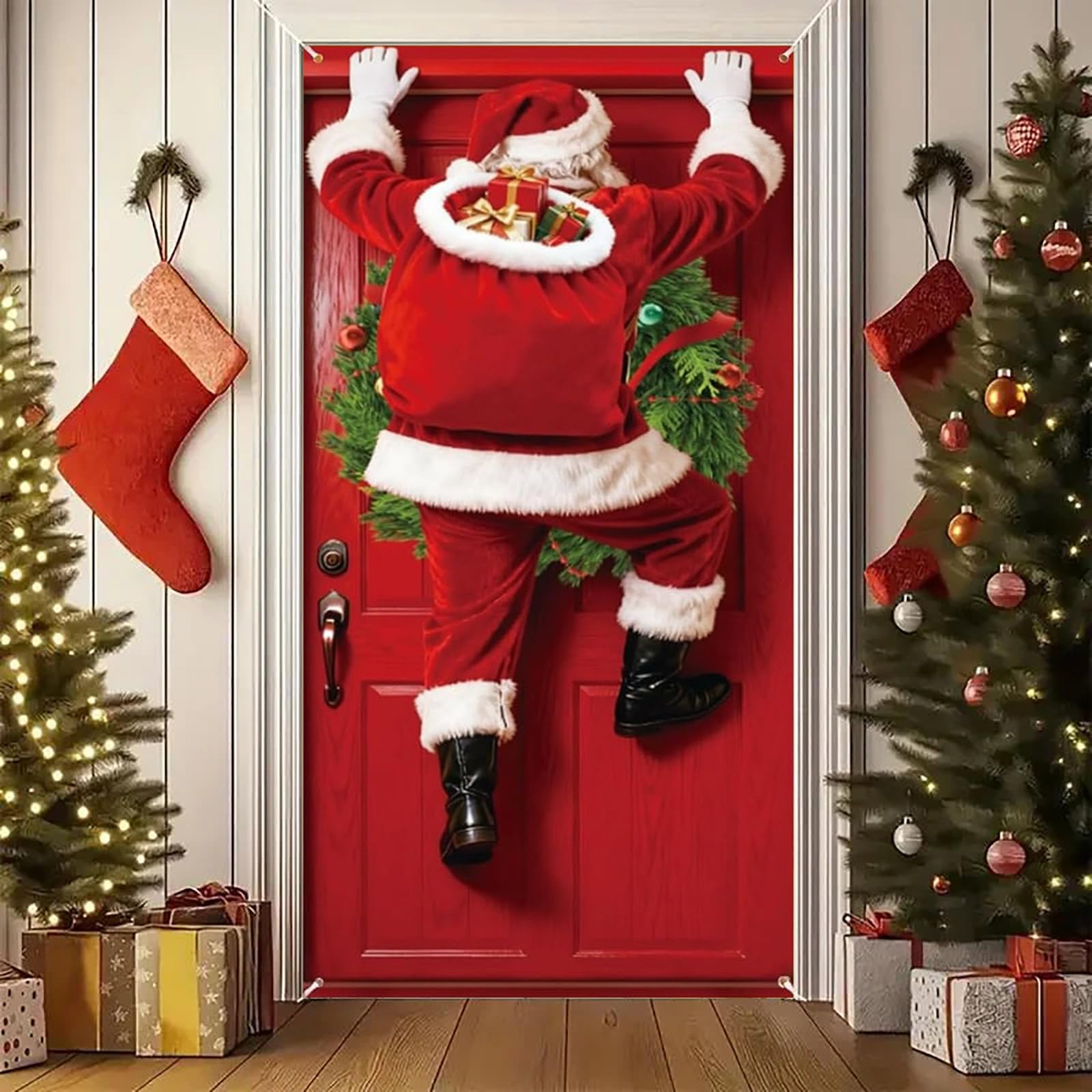 Christmas Santa Front Door Cover Banner Decoration 180x90cm (#B)