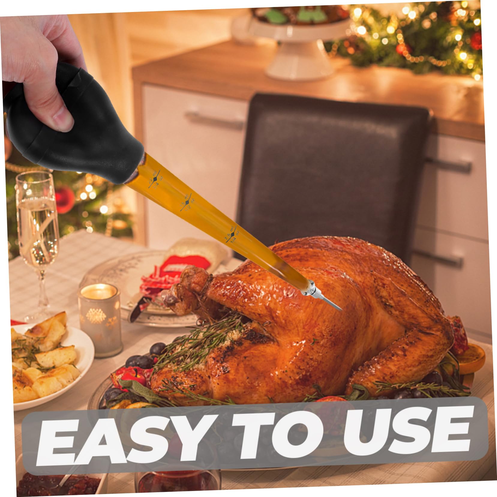 Mipcase 1set Stainless Steel Turkey Baster Injector Food Grade Meat Injector for Flavoring Poultry Beef Chicken Essential Cooking Tool for Thanksgiving