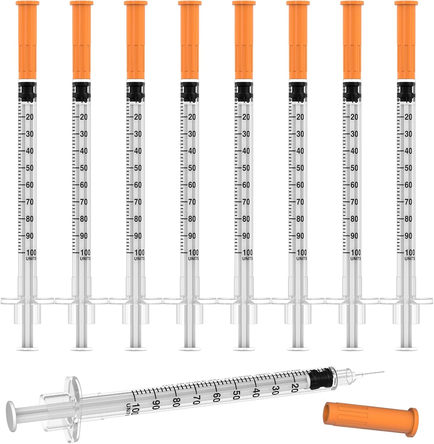 1ml/cc Disposable Syringes with 30Ga 5/16" (8mm) Needle, Individually Wrapped 100 Pack