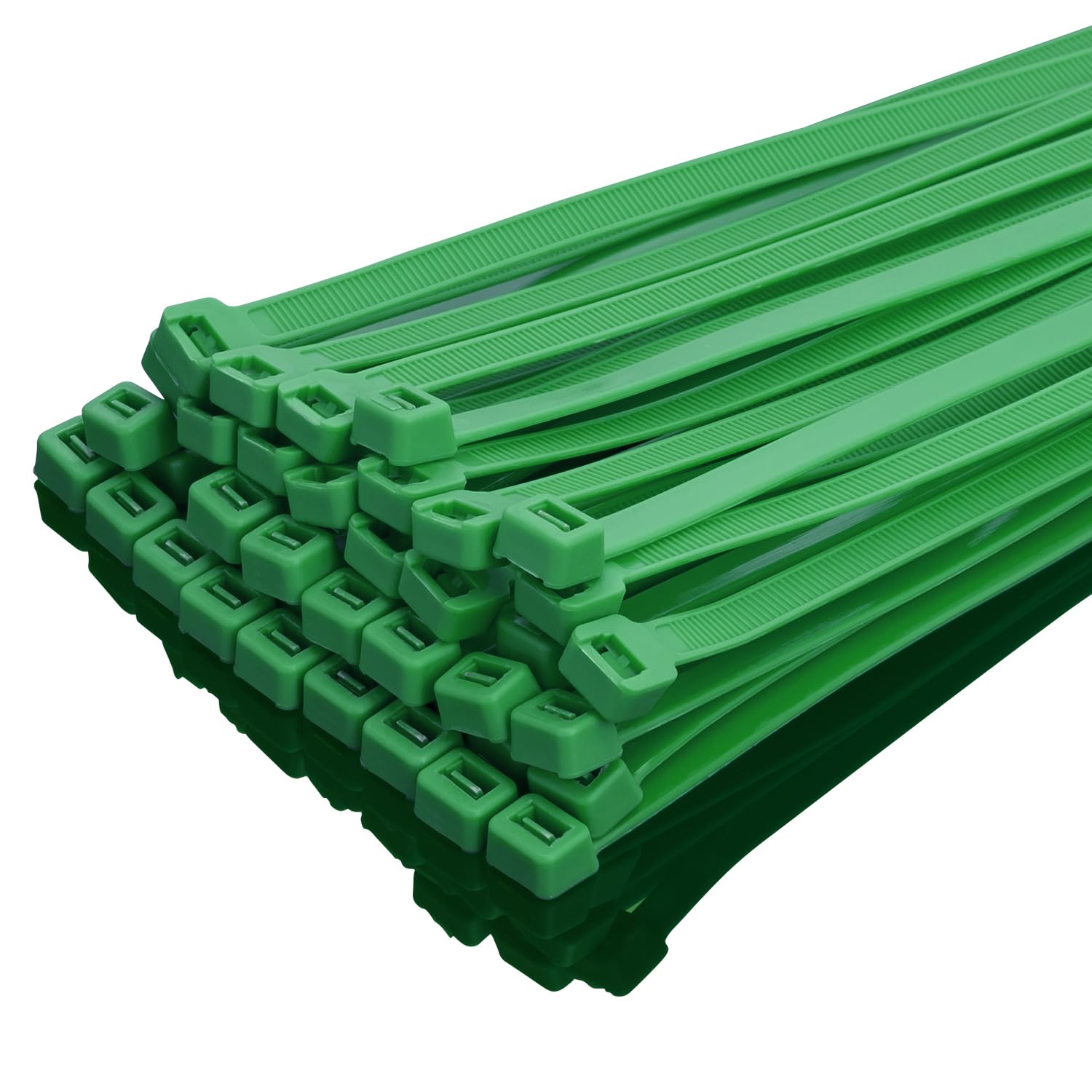 XINGO 100 pièces Colliers de Serrage professionnelles, Vert-250mm x 7.6mm, Autobloquant, Attache Câble Résistant aux UV, Idéale pour l'intérieur et l'extérieur