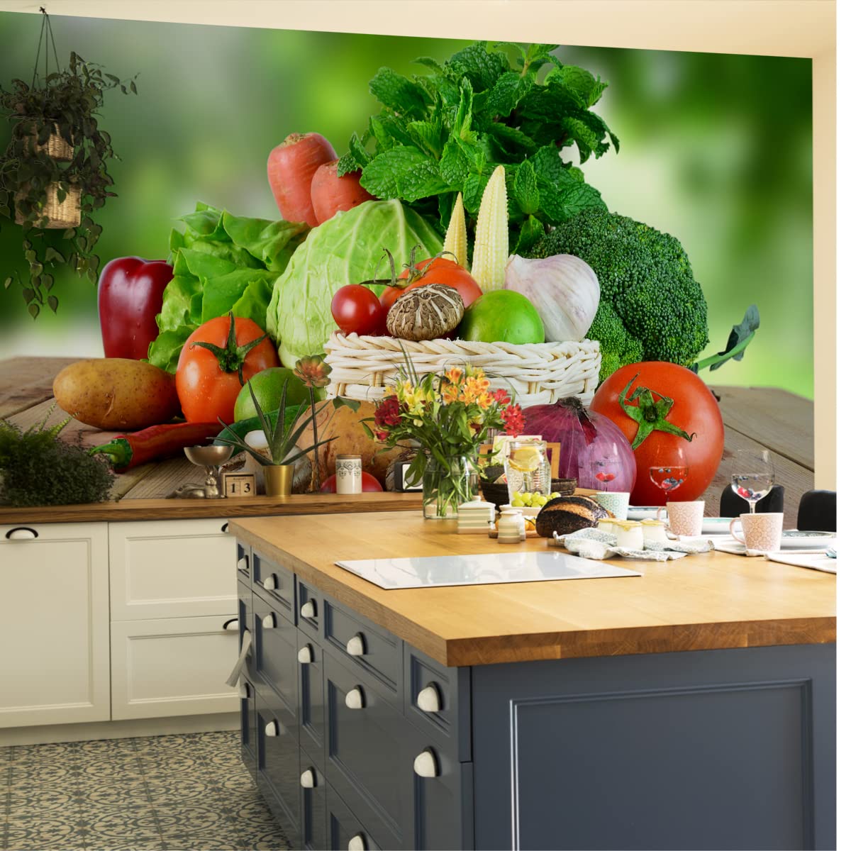 Muralo Papel Pintado Autoadhesivo Verduras, Madera - 180x120 cm