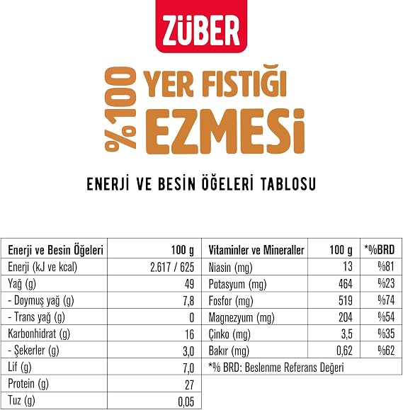 Züber 100% Peanut Butter 315 gr