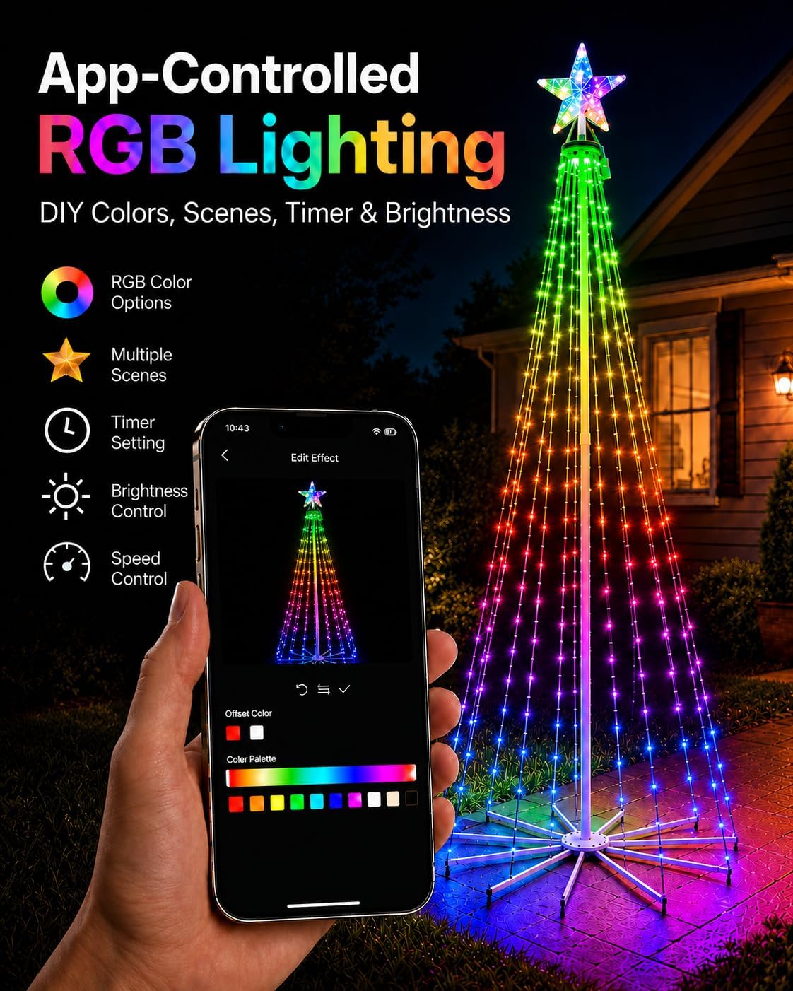 Probro 9FT Smart Outdoor Christmas Tree Lights, 460 LED RGB Light Show image 2