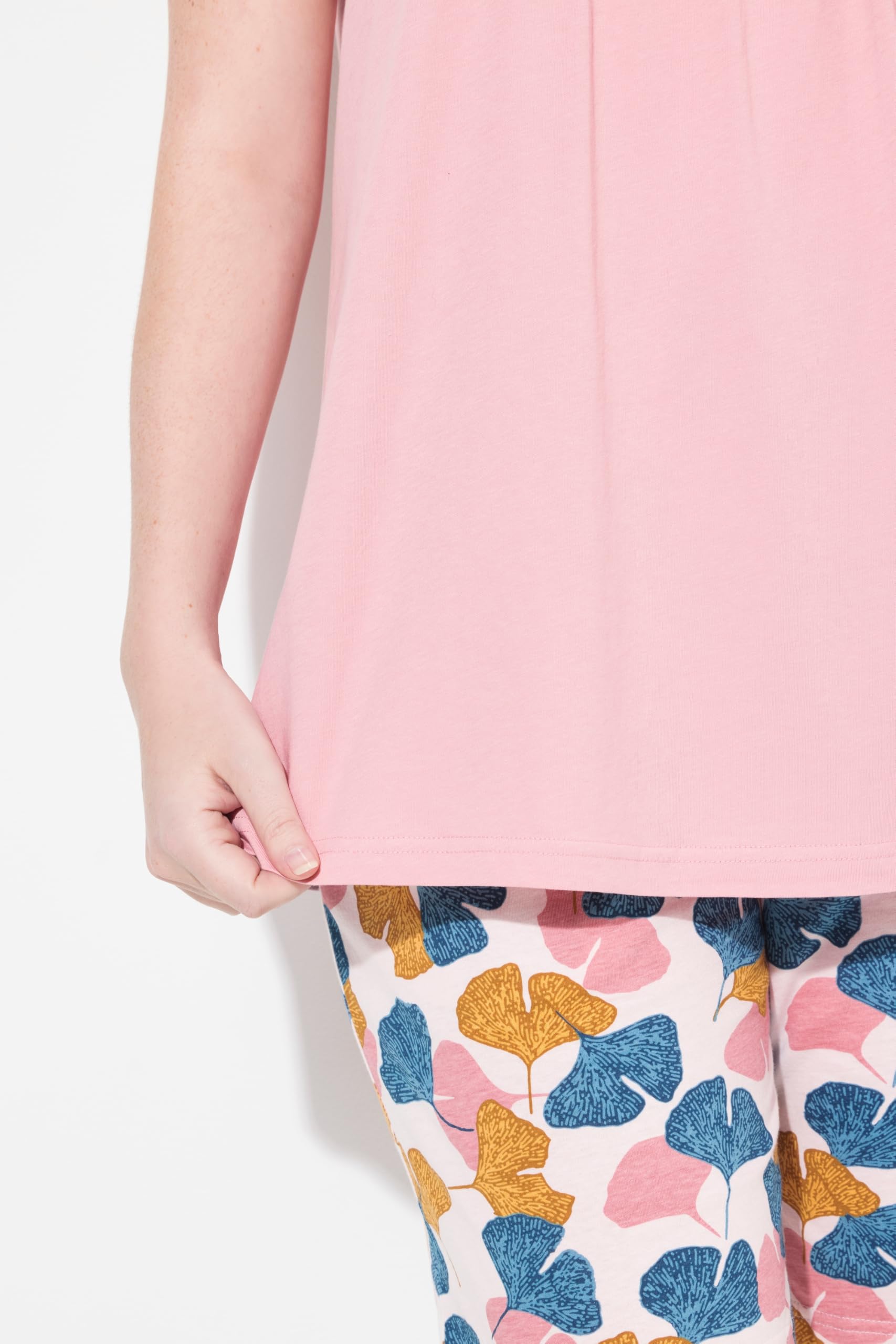 Ulla Popken Damskie duże rozmiary plus size piżama koszula bez rękawów Pintucks, delikatny róż, 46-48