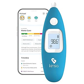 Kinsa Smart Ear Thermometer for Adults, Kids and Babies, Infrared in-Ear Digital Thermometer, App-Connected Fever and Symptom Tracking, 1-Second Accurate Readings