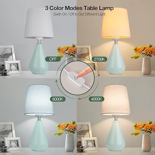 Miniatura 4 de AIDENOEY Lámpara pequeña de mesita de noche para dormitorio, lámpara de escritorio de lectura con control táctil regulable de 3 vías, lámpara de