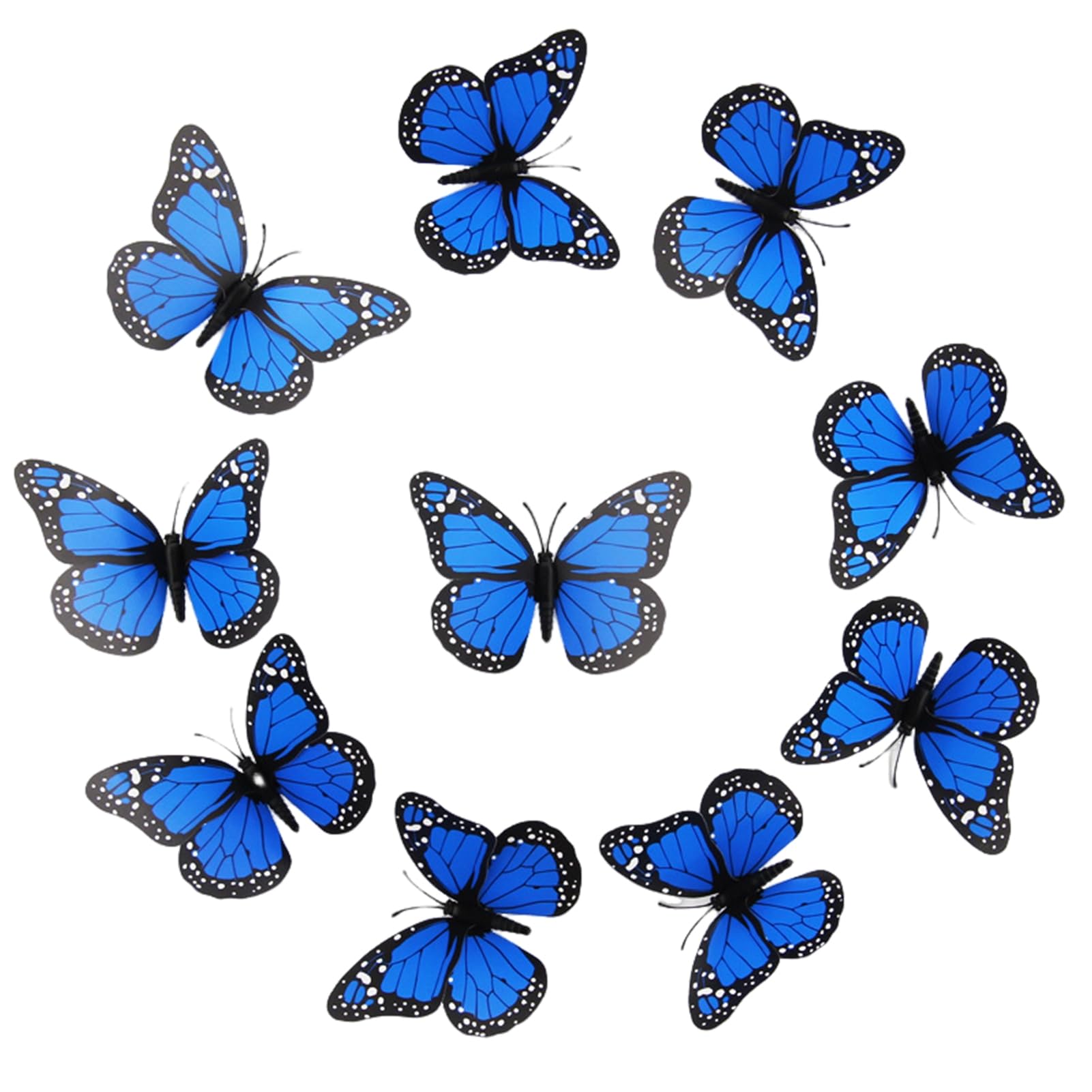 Ulafbwur Blue Bright Color Refrigerator Magnet 10 Pcs/Set Butterfly Magnets 3D Realistic Decoration With Strong Anti-Slip Design Colorful Lifelike Fake Butterflies
