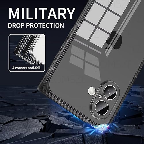 Miniatura 10 de Tzomsze Funda cuadrada compatible con iPhone 15 Plus transparente, protección completa de la cámara y esquinas reforzadas, funda delgada de silicona