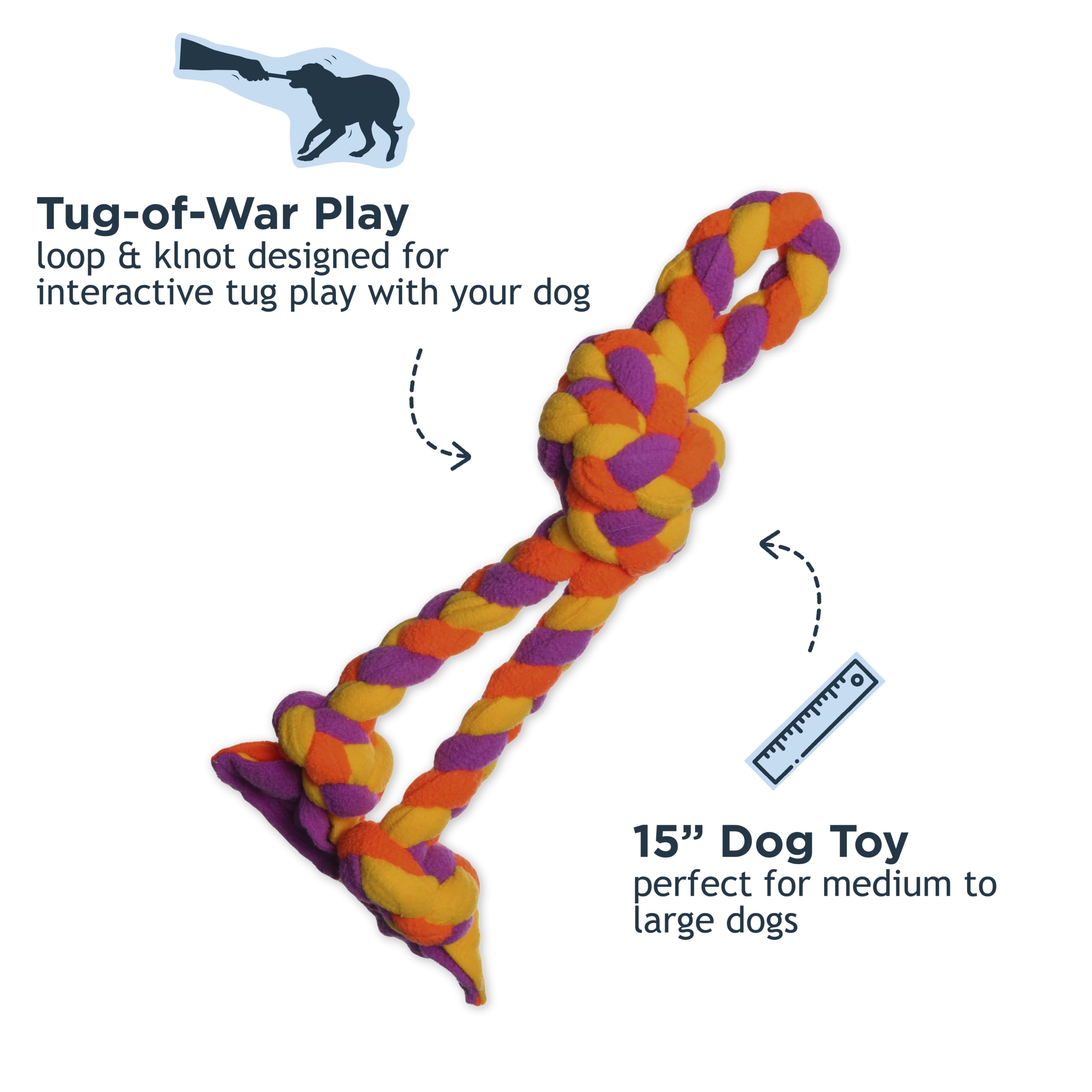 Tall Tails G.O.A.T. Greatest of All Toys Braided Soft Tug Toy for Dogs