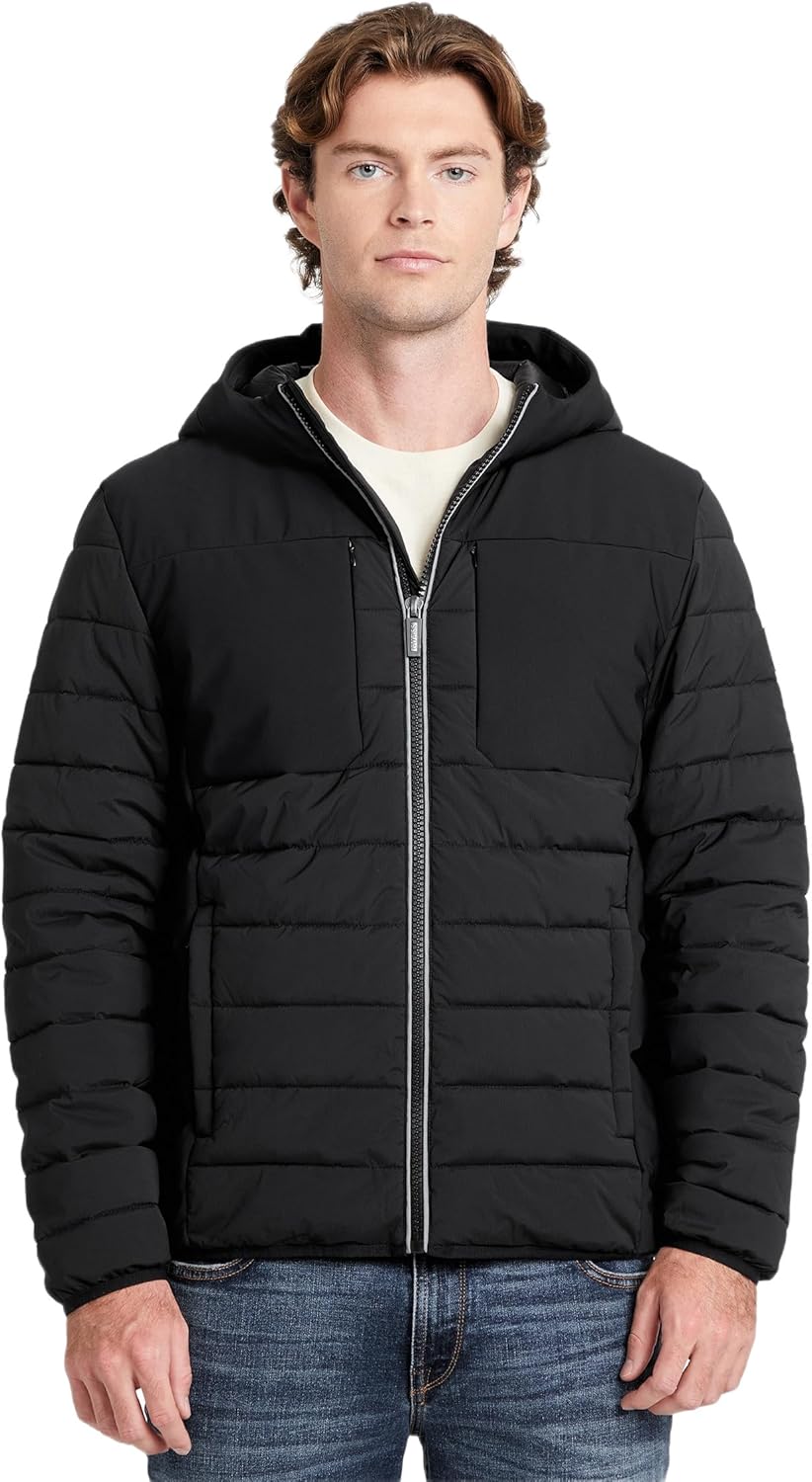 GUESS Men's Juha Hooded Jacket Hybrid Softshell