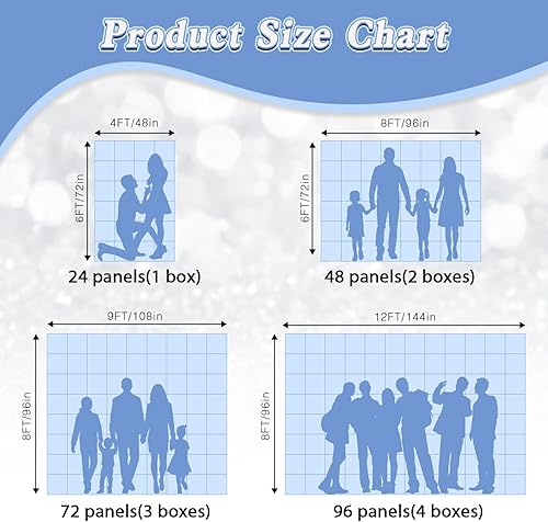 Miniatura 3 de Paneles de fondo de pared brillantes, 24 piezas cuadradas de lentejuelas doradas claras brillantes para decoración de bodas, aniversarios, fiestas