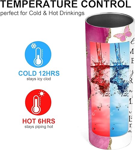 Miniatura 2 de Taza de café de viaje con tapa de 20 onzas, reutilizable, de acero inoxidable, de doble pared, con texto en inglés "Always Remember You Are Braver