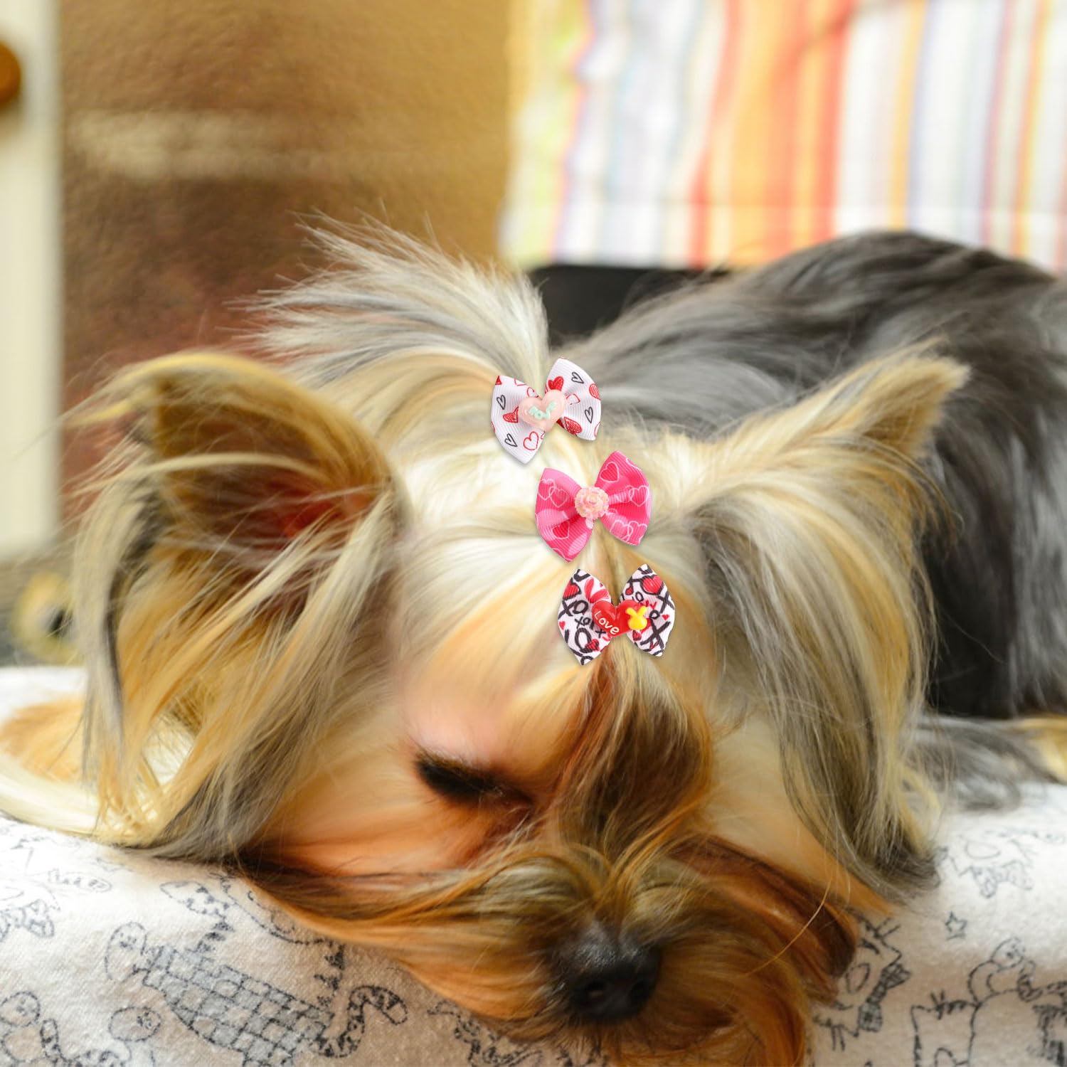 Gosknor 20pcs Small Dog Hair Bows, Pink Cute Dog Bowknot Hair Tiny Puppy Hair Bows Multiple Styles Dog Bow Hairband for Dog Accessories - Image 3