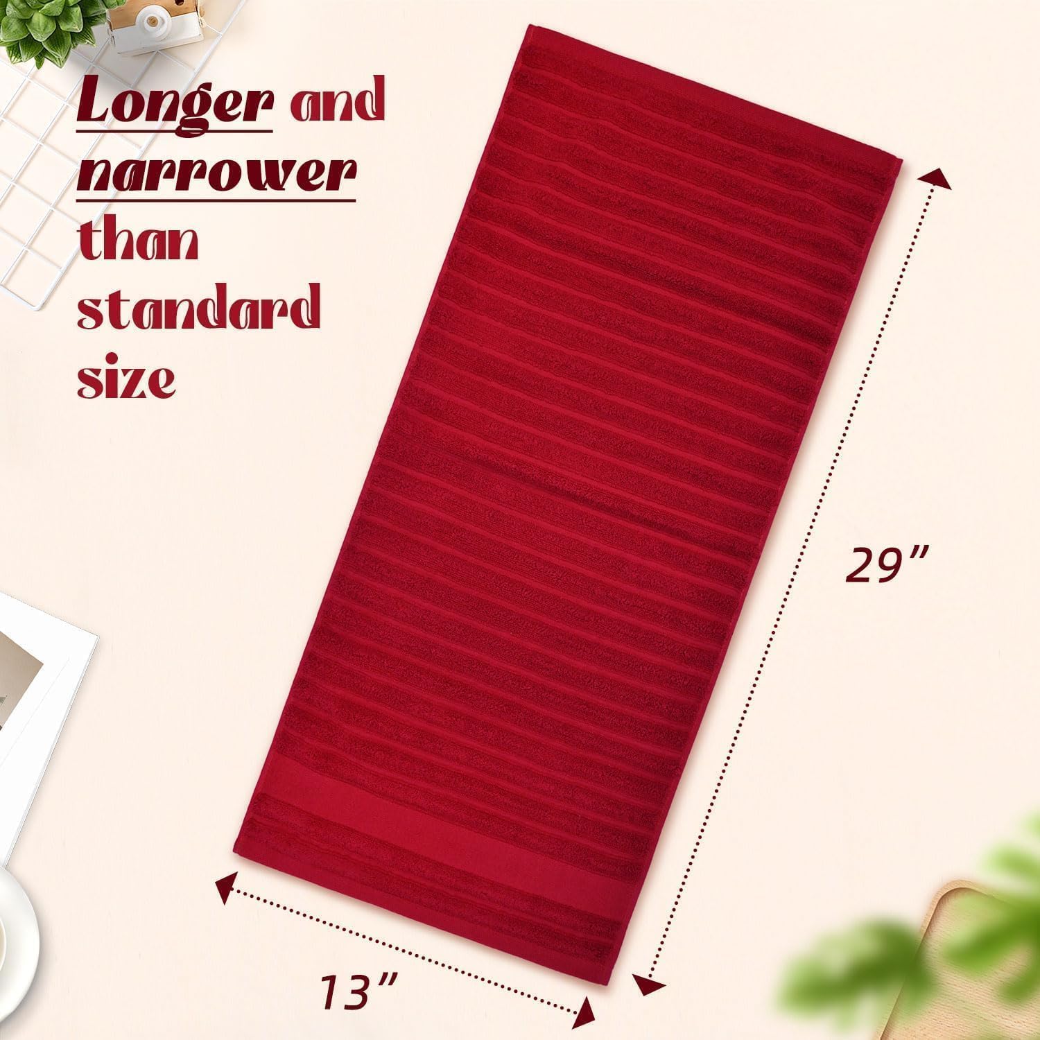 Jacquotha Red Hand Towels for Bathroom Ribbed - Set of 2, Decorative Cotton Textured Towels for Valentines Day Festive Decor Gifts, 13x29 Inches - Image 6