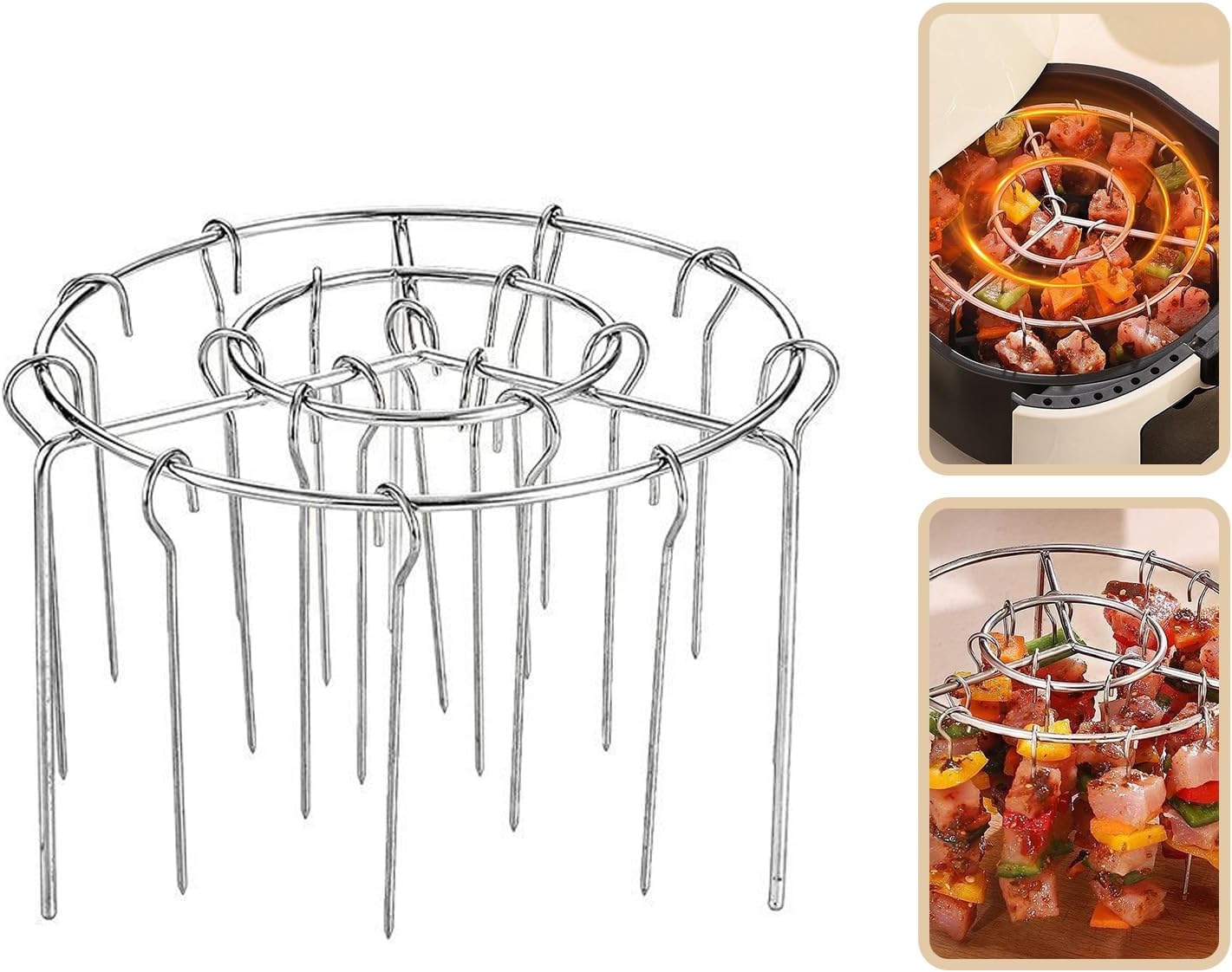 2025 New Air Fryer Grill Skewer Rack, Stainless Steel BBQ Kabob Set, 30 Vertical Meat Skewers with Round Hanging (1) 2025 New Air Fryer Grill Skewer Rack, Stainless Steel BBQ Kabob Set, 30 Vertical Meat Skewers with Round Hanging (1)