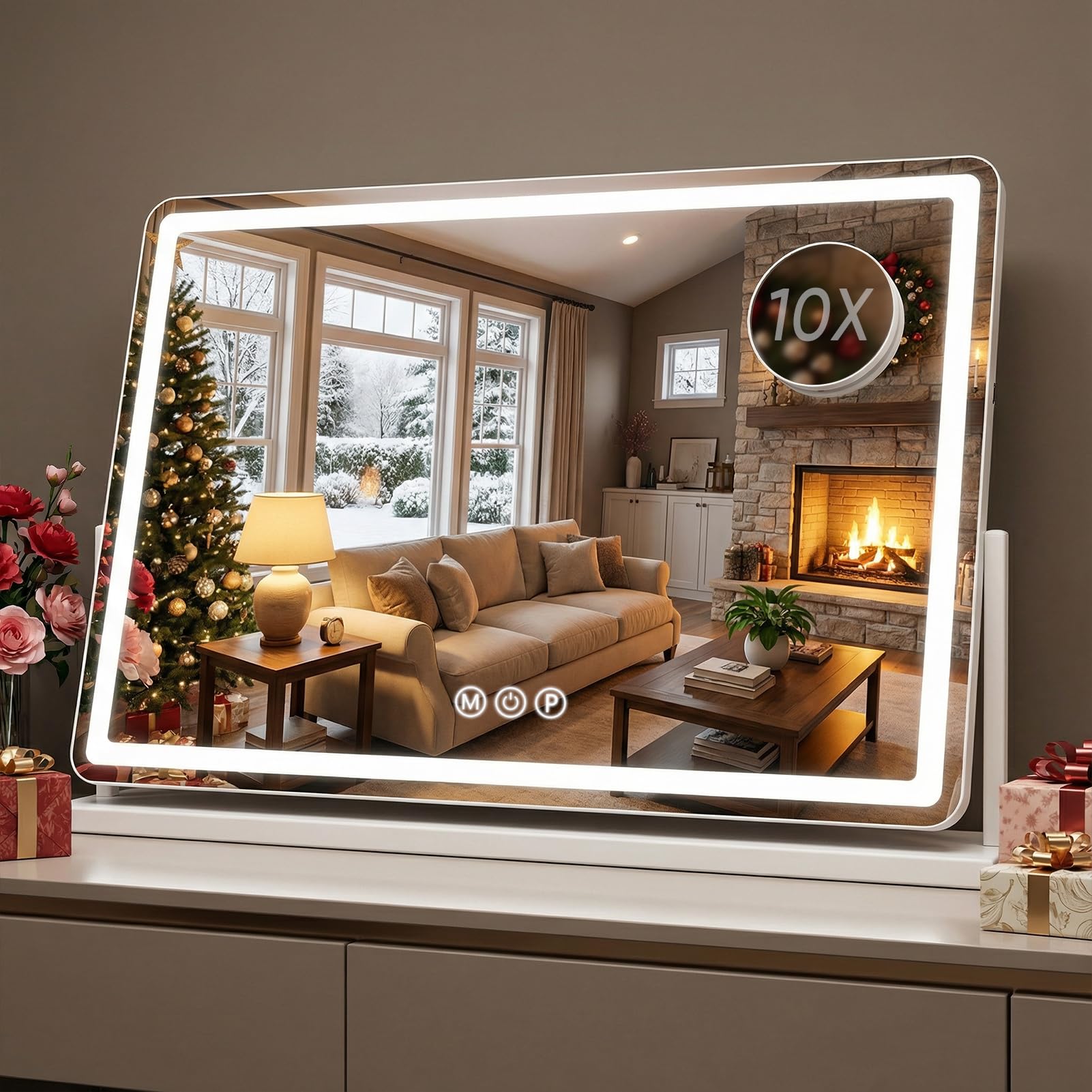 Miroir de maquillage lumineux de courtoisie grand miroir LED Smart Touch