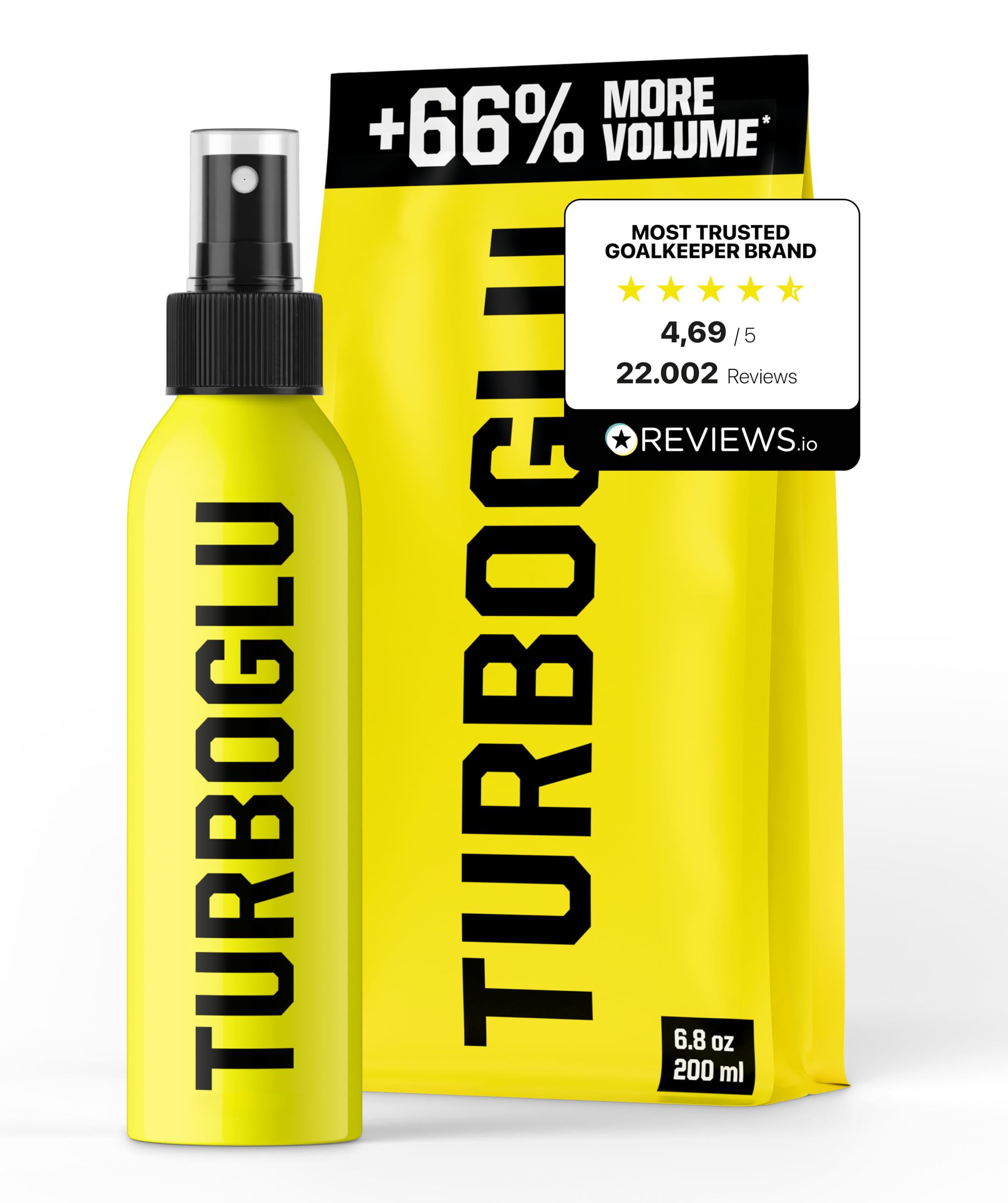 T1TAN Grip Spray für Torwarthandschuhe, TURBOGLU & AQUAGLU, 200ml, Grip Booster bei jedem Wetter, Fußball Torwarthandschuh-Spray