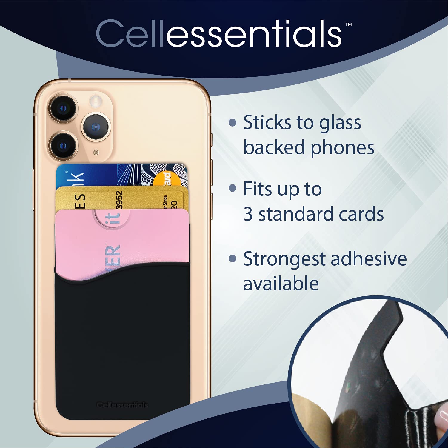 USA Merchant - Cellessentials przeprojektowane etui na karty - silikonowy portfel na telefon komórkowy z kieszenią na kartę kredytową dowód osobisty wizytówkę - iPhone Android i smartfony (biały