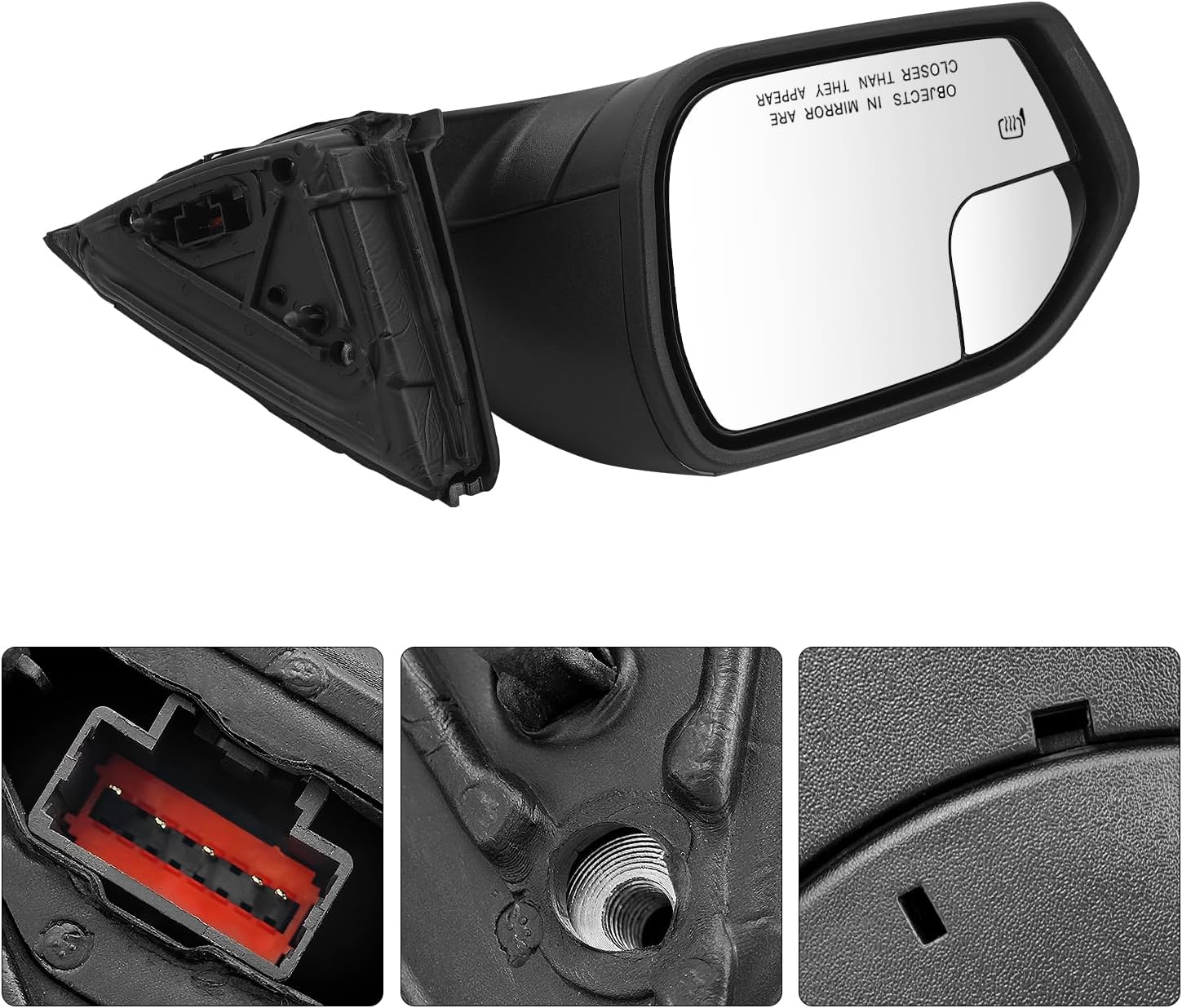 Left Driver Side Mirror Compatible with Ford explorer 2020-2025 Power Adjustable Glass Manual Folding Heated Matte Black LB5Z17683ZD FO1320671, 5-pins