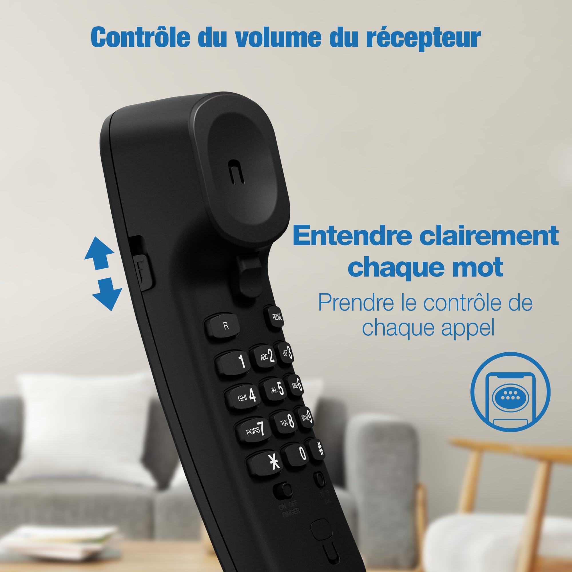 VTech CD1100-B Téléphone filaire avec contrôle du volume et recomposition du dernier numéro