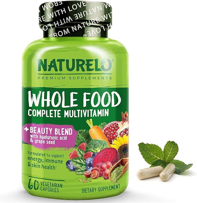 Whole Food Multivitamin with Extra Hair, Skin and Nails Support by NATURELO - 60&hellip;