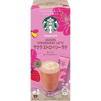 Nestle Starbucks Premium Mix Sakura Strawberry Latte, 4P x 3, Sticks, Individual Packaging, Instant