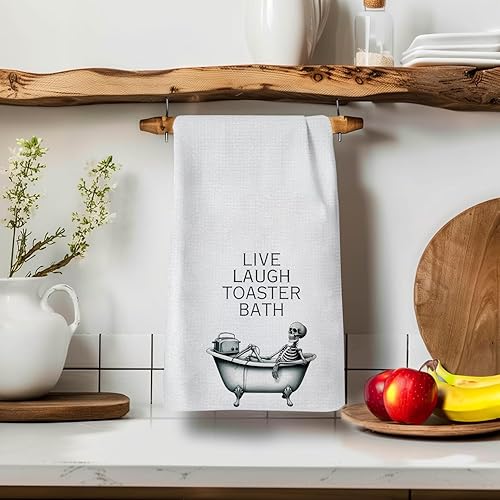 Miniatura 3 de Toallas de mano decorativas de esqueleto gótico para baño, regalos góticos para mujeres, divertido esqueleto gótico en la bañera, toallas de mano