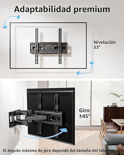 Miniatura 6 de EconoMe - Soporte de pared para TV para la mayoría de televisores de pantalla planaLED4K de 32 a 65 pulgadas, soporte de TV con brazos dobles