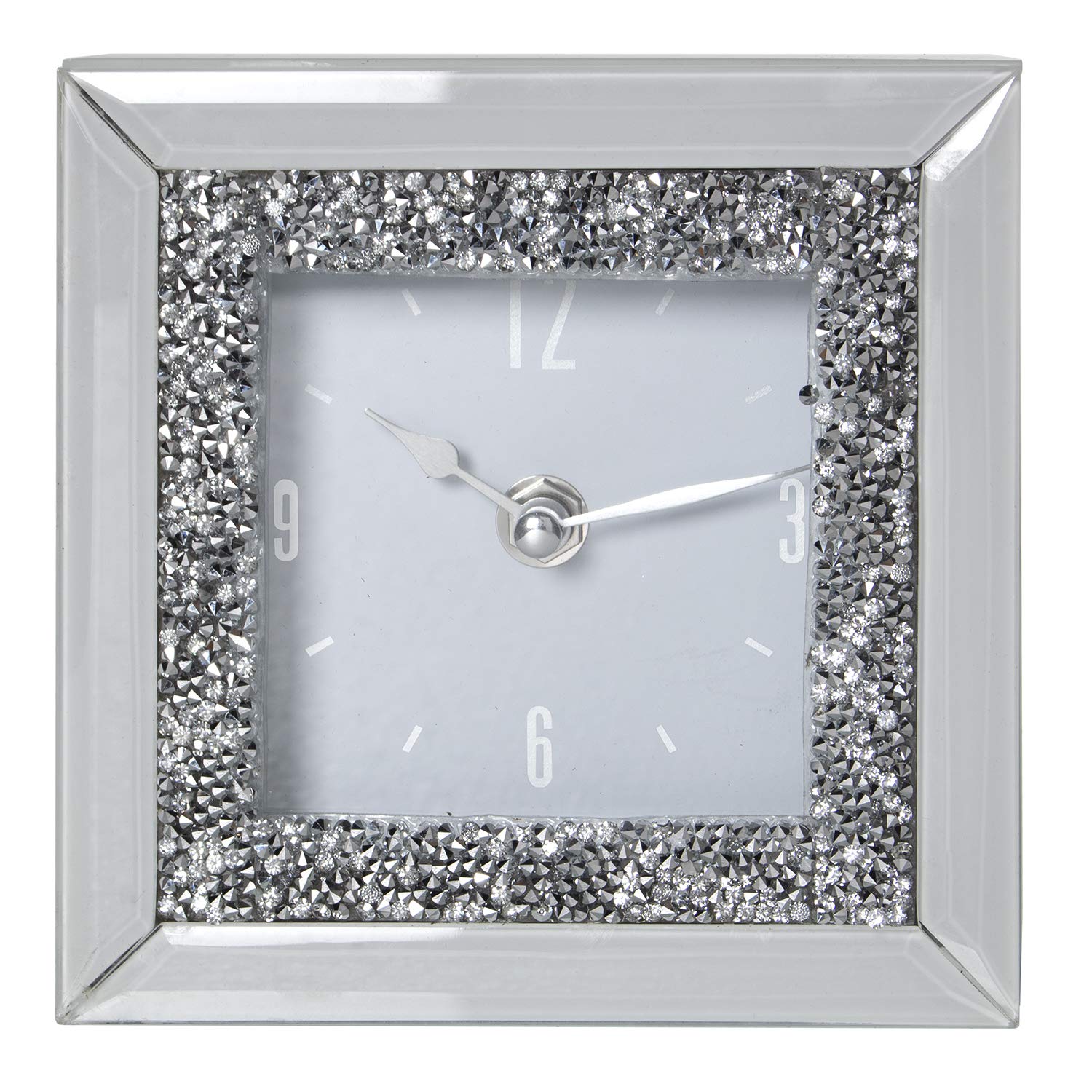 RELOJ SOBREMESA CRISTAL BLANCOC/BRILLANTES 14X5X14CM, PILA: 1XAA NO INCL