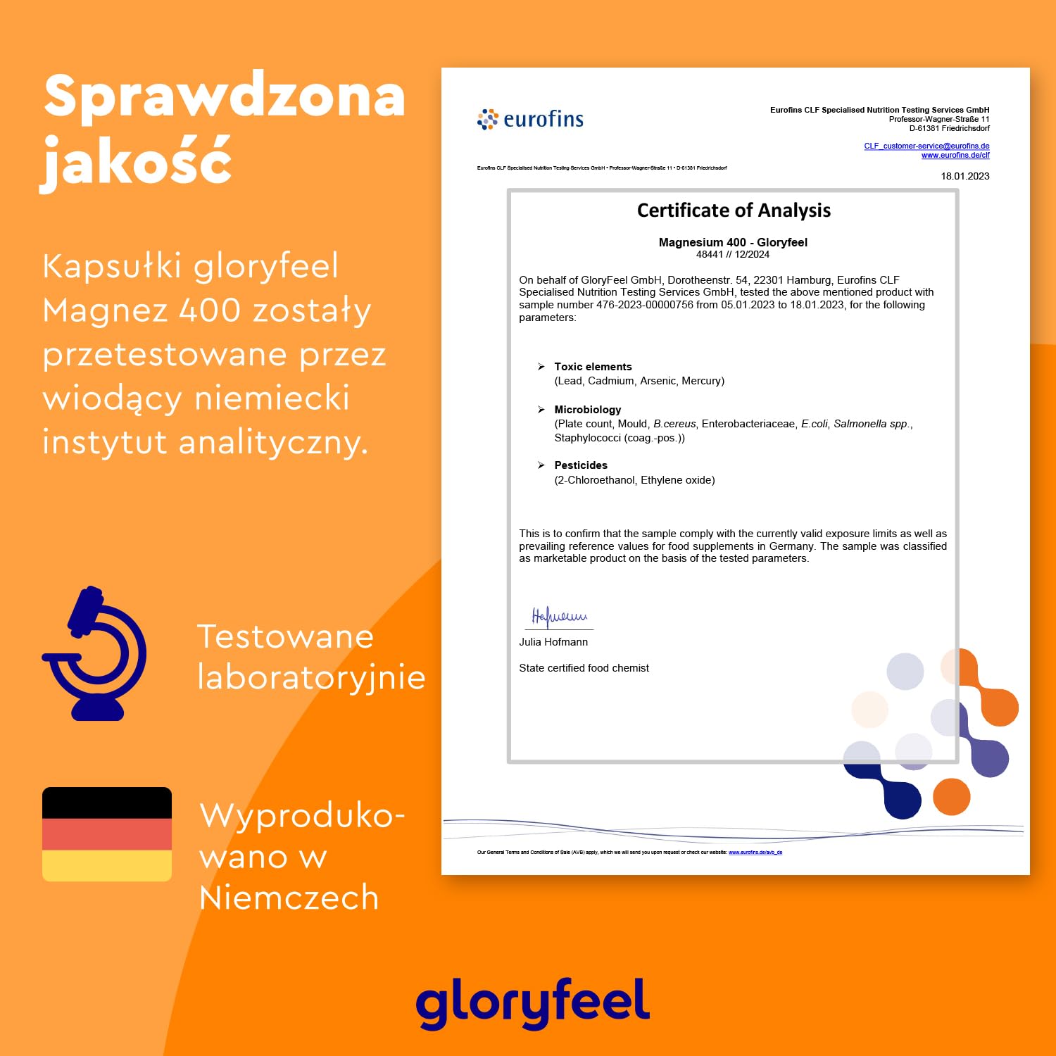 Magnez 400 kapsułek - 760 mg, w tym 400 mg magnezu pierwiastkowego na dzienną dawkę - Wspiera pracę mięśni i metabolizm energetyczny - Testowane laboratoryjnie - Wyprodukowano w DE bez dodatków