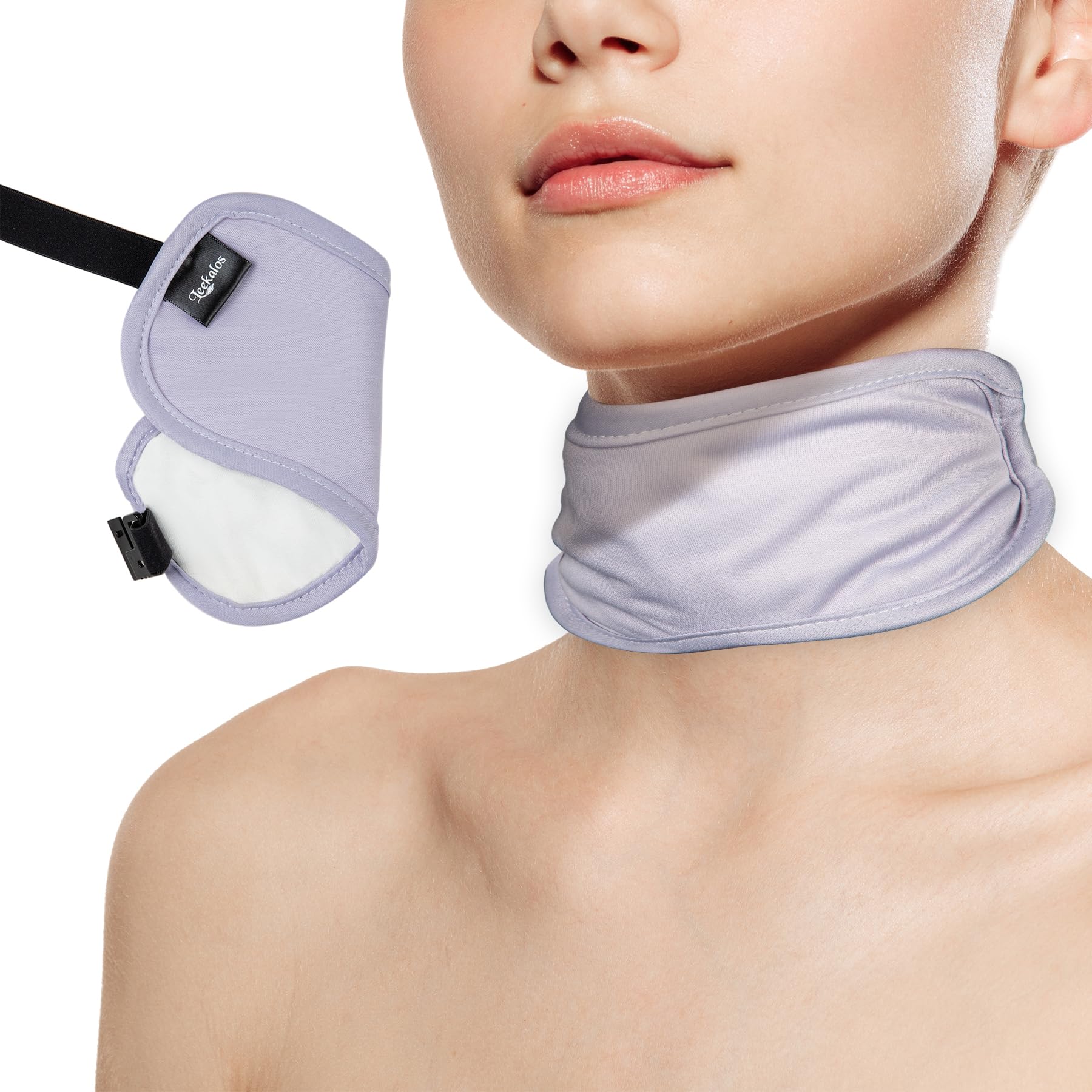 Castor Oil Neck Pack Compress, Orangic Castor Oil for Neck Thyroid Pack Kit, Reusable Castor Oil Neck Wrap with Less Mess & Less Stress(Castor Oil Not Included) (Light Purple)