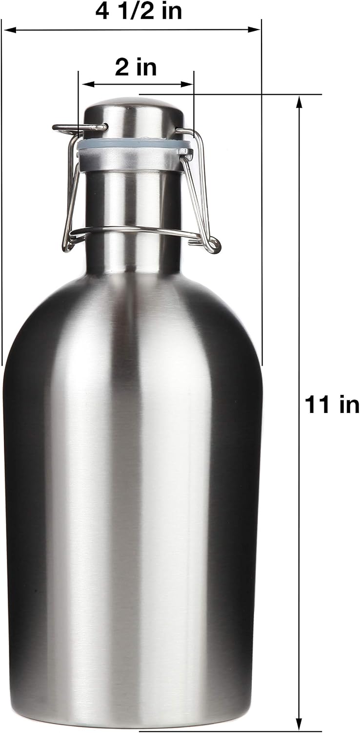 Trenton Gifts Stainless Steel Leak Proof Flip Top Growler | Holds 2 Liters!