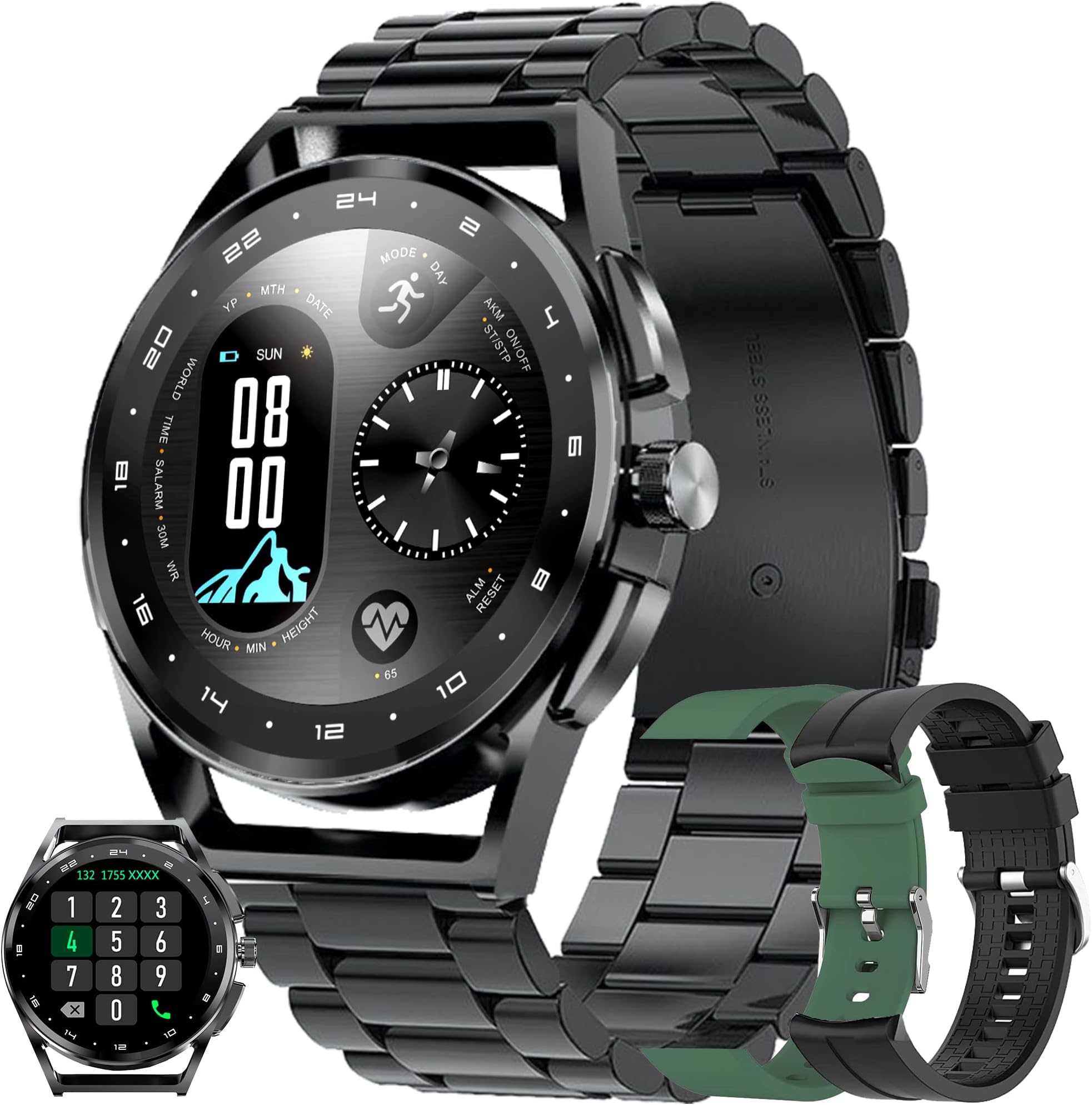 Montre Connectée 1.91" HD – Appels Bluetooth, IP68 Étanche, 112+ Sports, Cardio, SpO2, Cycle Menstruel – Homme/Femme