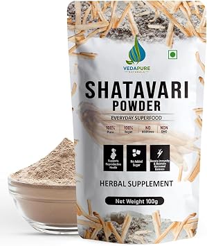 VEDAPURE Organic Shatavari Powder 100% Pure Root 3.53 oz Asparagus Racemosus Ayurvedic Herbal Supplement Natural Adaptogenic Herb Vegan, Gluten Free, Non-GMO Certified USDA