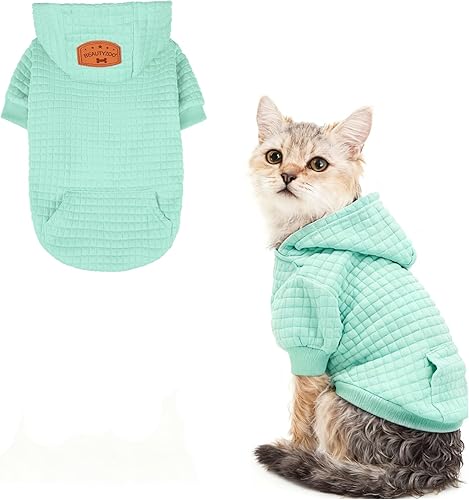 Vista 209 de BEAUTYZOO Suéter con capucha para perros pequeños y medianos con bolsillos, ropa para perros pequeños y medianos, abrigos de algodón laminado