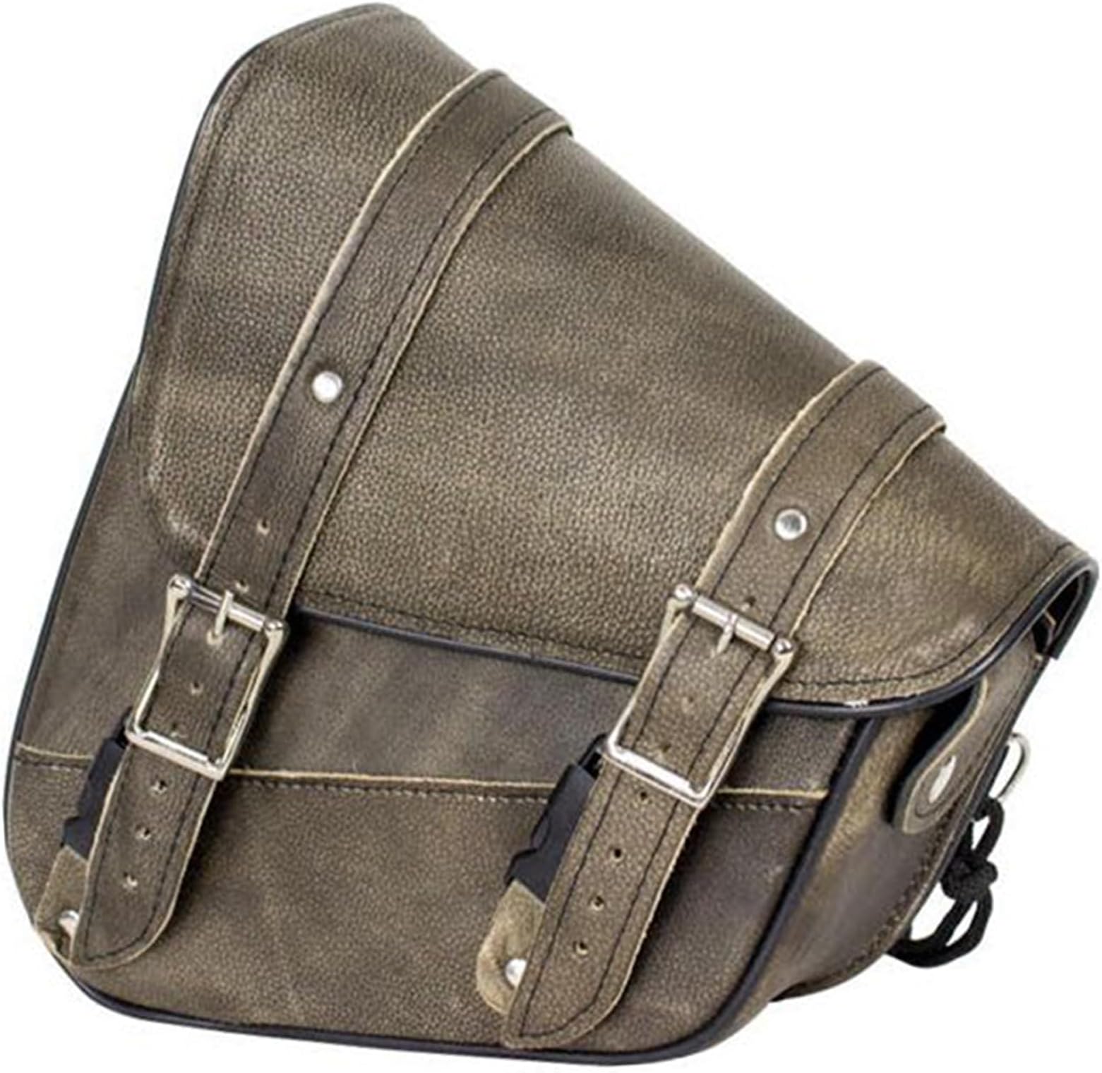 Dream Apparel Motorcycle Saddle Bag Left Side Tool Bag with Brown Leather, Fit for Softail/Triangulated Swingarm Models Dyna Low Rider Fat Bob