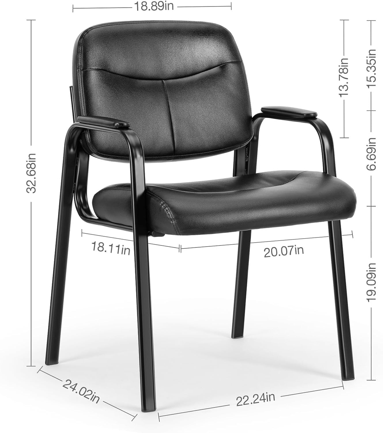 NEWBULIG Waiting Room Chair, Leather Stationary Office Guest Reception Chairs No Wheel,Comfy Padded Arms,for Conference Room Lobby Side breakroom