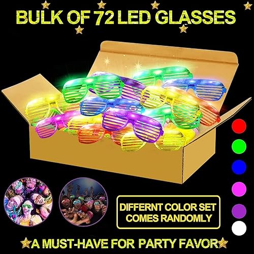 Miniatura 9 de Paquete de 20 lentes LED para fiesta de Año Nuevo 6 colores iluminados persianas de obturador palos brillantes gafas de sol LED para fiesta niños y