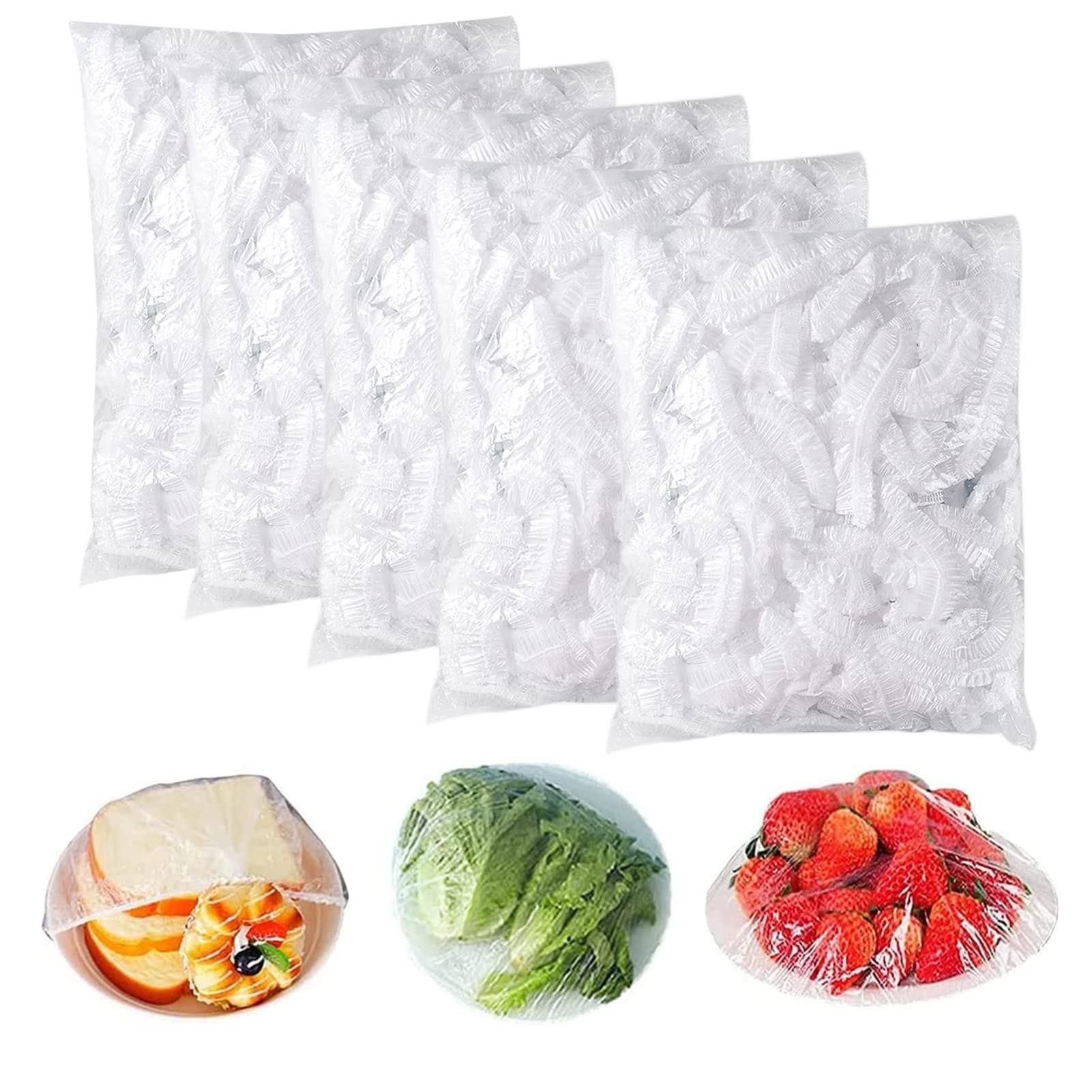 Fresh Keeping Bags Cling Film Bag Disposable Food Covers Plastic Stretch Universal Elastic Stretch Bowl Lids Kitchen Supplies for Fruit Preservation and Food Storage (500pcs)