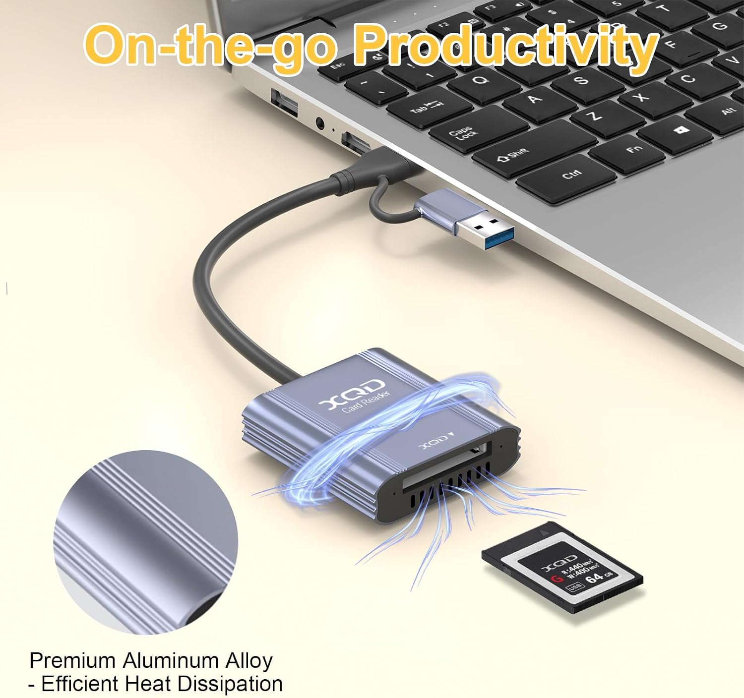 5Gbps XQD Card Reader, USB C & USB A 2-in-1 Adapter for Sony XQD Card Reader G/M Series & Lexar 2933x, Professional XQD Memory Card Reader for iPhone 17/16/15, MacBook, Nikon Z6/Z7/D850
