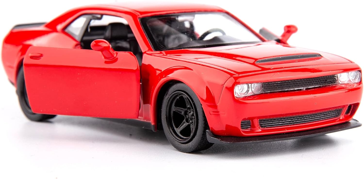 TGRCM-CZ 1/36 Scale Dodge Challenger Casting Car Model, Zinc Alloy Toy Car for Kids, Pull Back Vehicles Toy Car for Toddlers Kids Boys Girls Gift (Red)