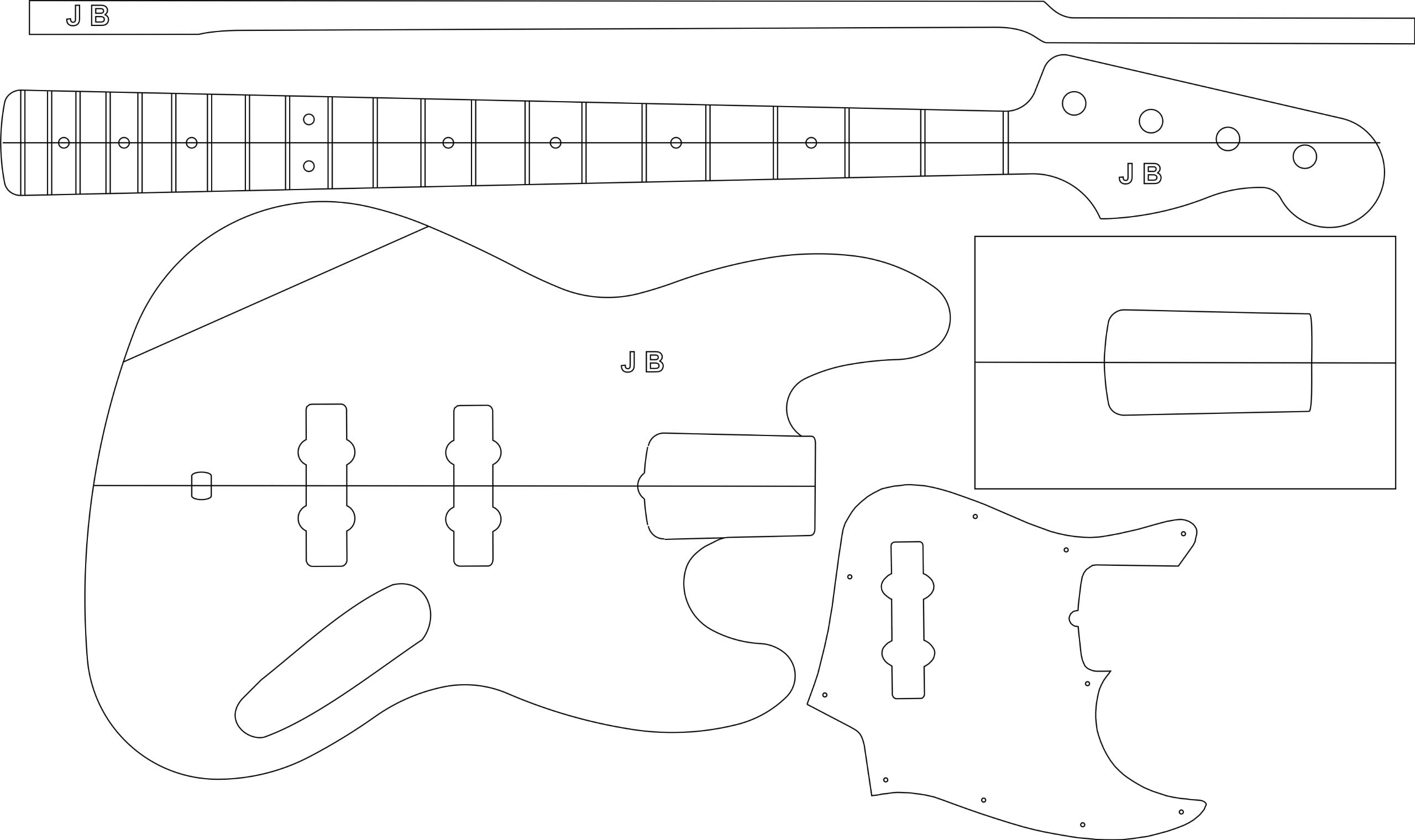 Electric Guitar Layout Template - J bass