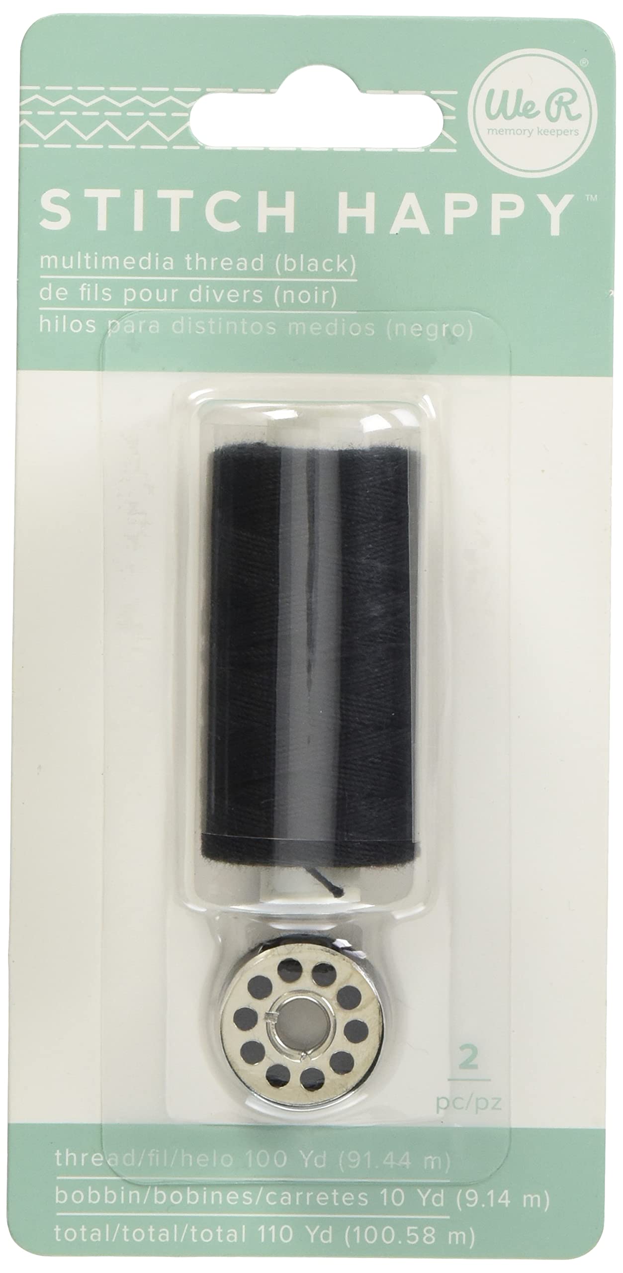 We R Memory Keepers Thread Stitch Happy-Black (2 Piece)