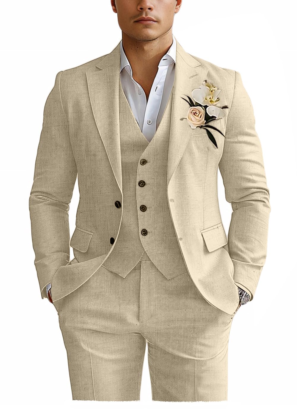 Photo 1 of Diaryan Men's 3-Piece Linen Suit