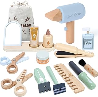Friseur-Spielset Holz mit Zubehör für Kinder