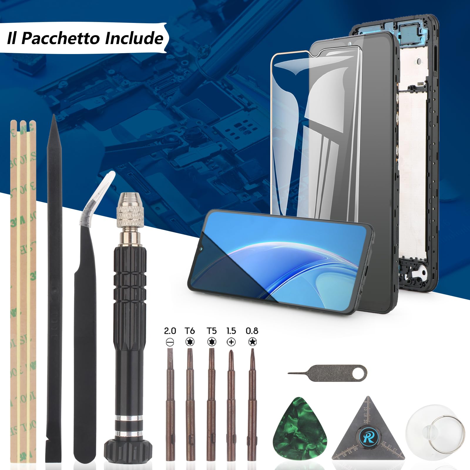 RongZy LCD Schermo per Xiaomi Redmi A5 4G 25028RN03Y Display di Ricambio Touch Screen Digitizer Parti di Riparazione per Redmi A5 4G LCD Display con Strumenti(Nero con Cornice)