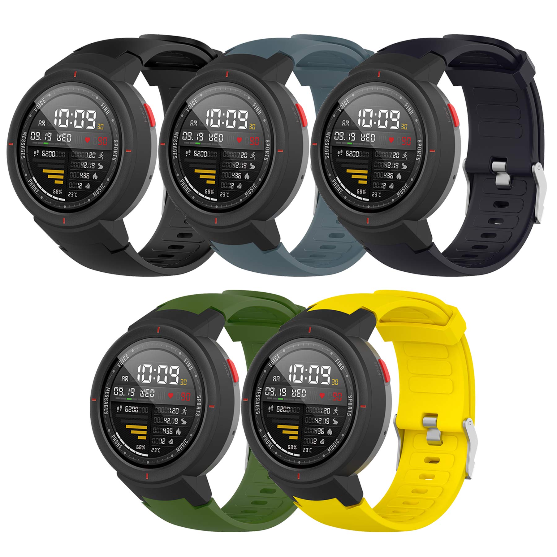 Bracelet de rechange en silicone souple pour montre connectée Amazfit Verge Lite (pas de tracker, bracelets de rechange uniquement)