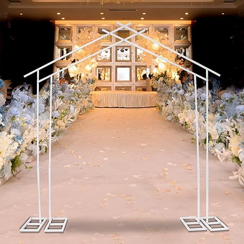 Miniatura 9 de Arcos de boda de 8.5 pies para ceremonia, enrejado de metal para plantas trepadoras al aire libre, arco de globo para decoración de fiestas (blanco)